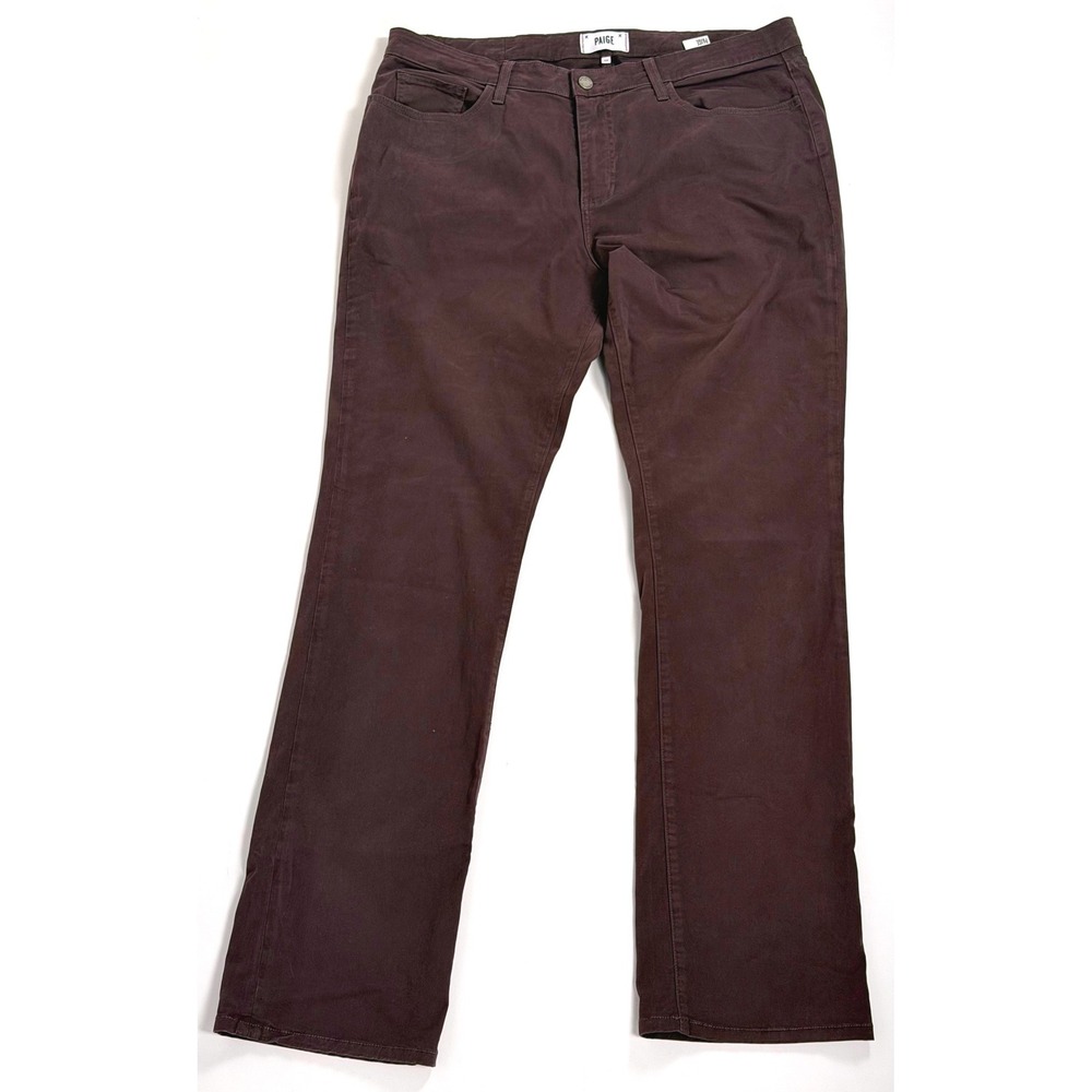 Paige Normandie Mens Straight Leg Pants Plum Burgundy Cotton Stretch Size 38